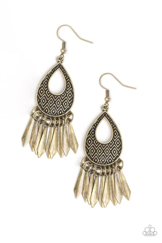 Metallic Funk - Brass - Paparazzi Earring Image