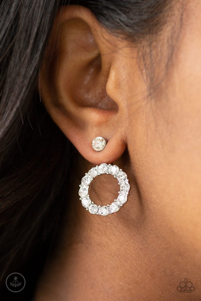 Diamond Halo - White - Paparazzi Earring Image