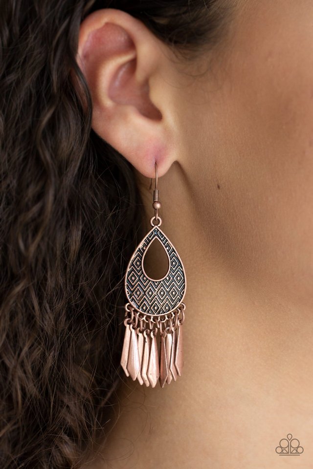 Metallic Funk - Copper - Paparazzi Earring Image