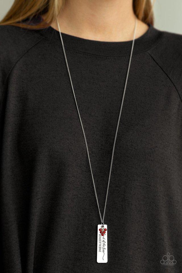Paparazzi Necklace ~ Because Of The Brave - Red