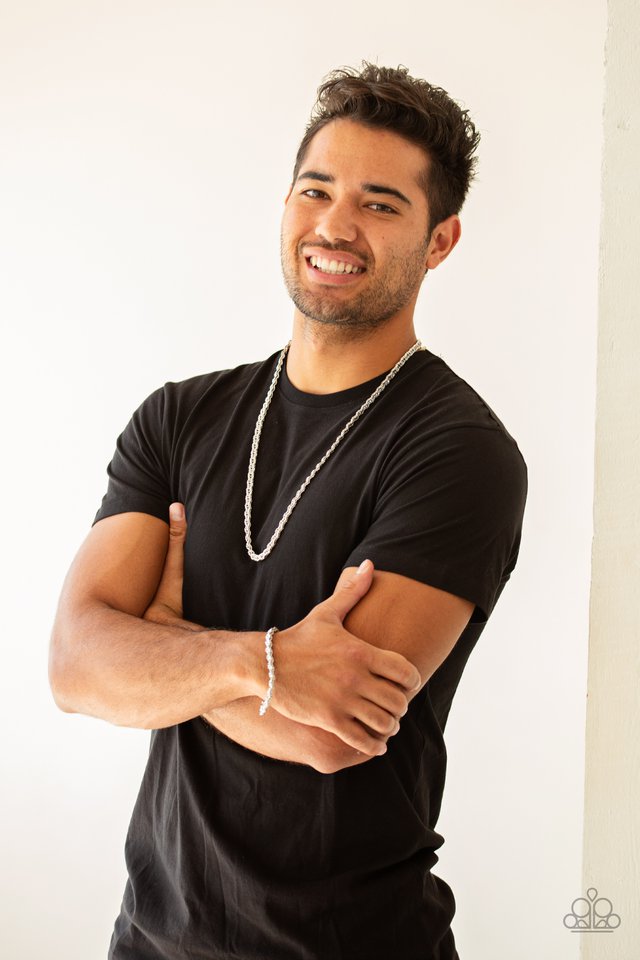 Go Down Fighting - Silver - Paparazzi Necklace Image