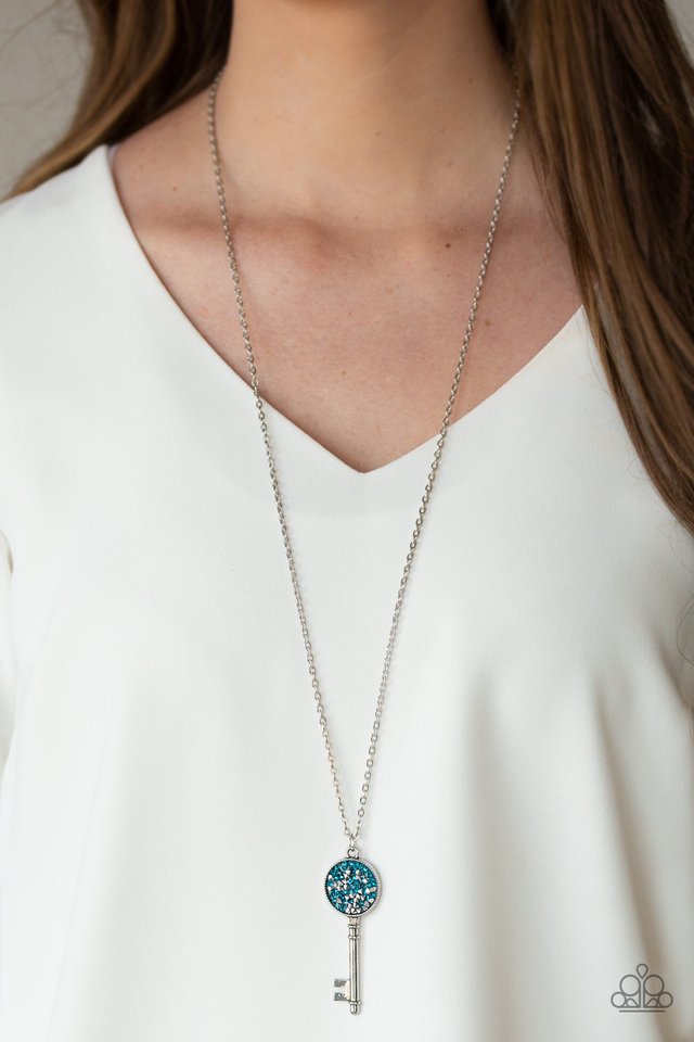 Key Keepsake - Blue - Paparazzi Necklace Image