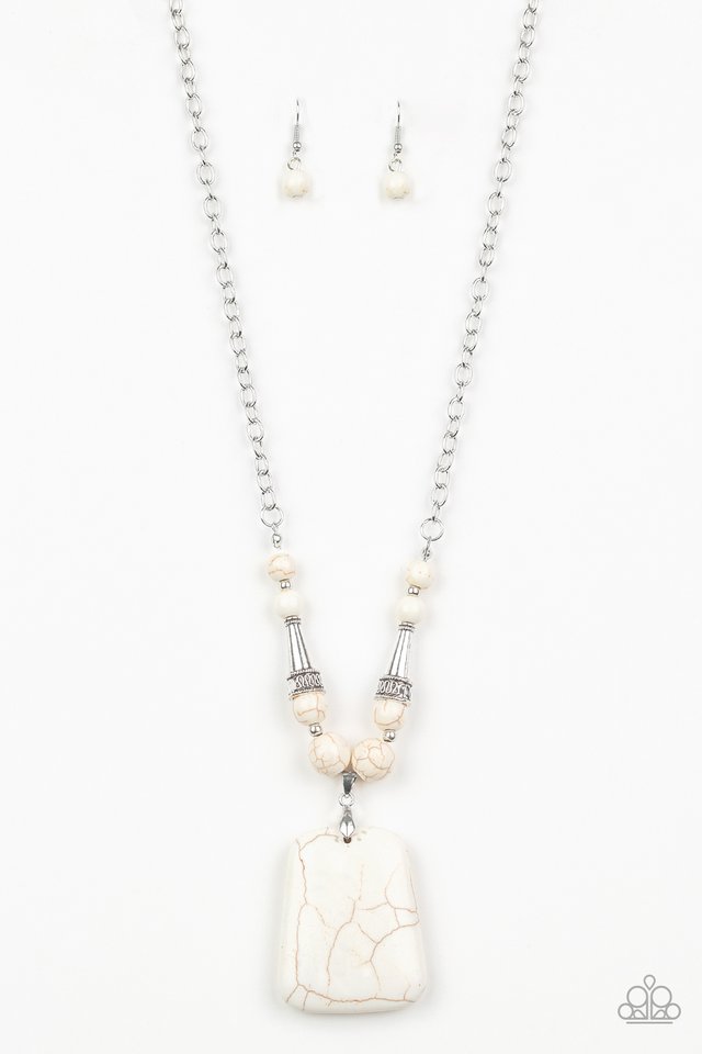 Sandstone Oasis - White - Paparazzi Necklace Image