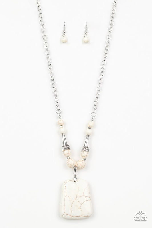 Sandstone Oasis - White - Paparazzi Necklace Image