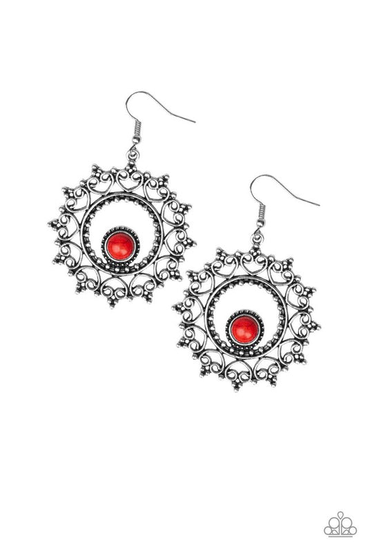 Wreathed In Whimsicality - Red - Paparazzi Earring Image