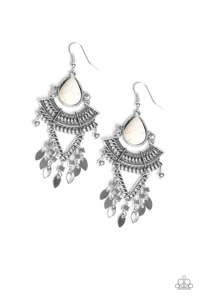 Vintage Vagabond - White - Paparazzi Earring Image