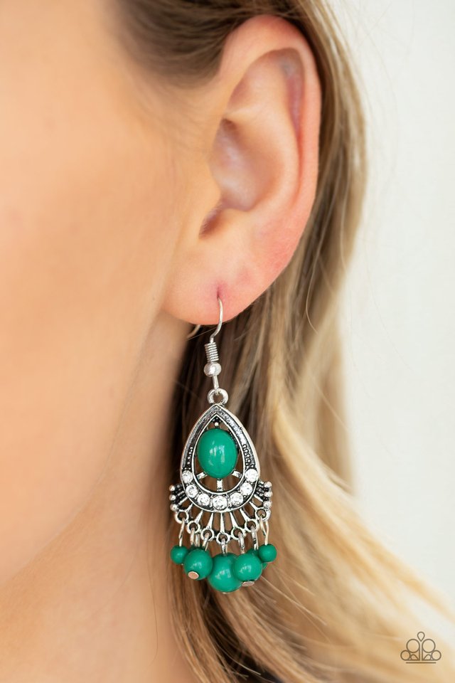 Floating On HEIR - Green - Paparazzi Earring Image