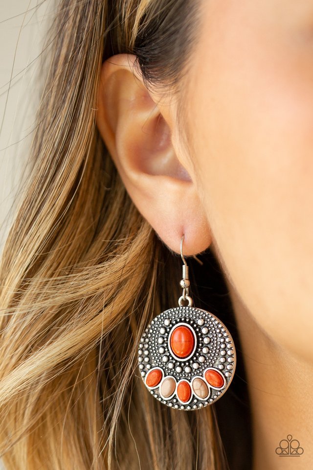Sandstone Paradise - Orange - Paparazzi Earring Image