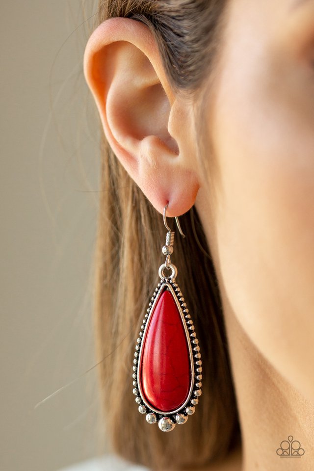 Desert Quench - Red - Paparazzi Earring Image