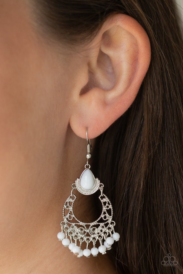 Colorful Colada - White - Paparazzi Earring Image