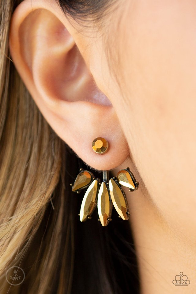 Stunningly Striking - Brass - Paparazzi Earring Image