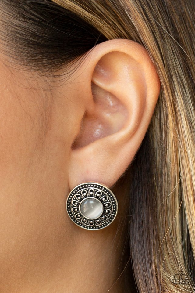 Fine Flora - White - Paparazzi Earring Image