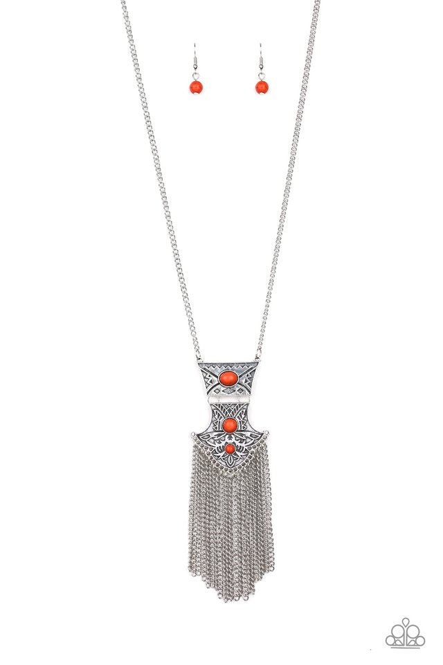 Totem Tassel - Orange - Paparazzi Necklace Image