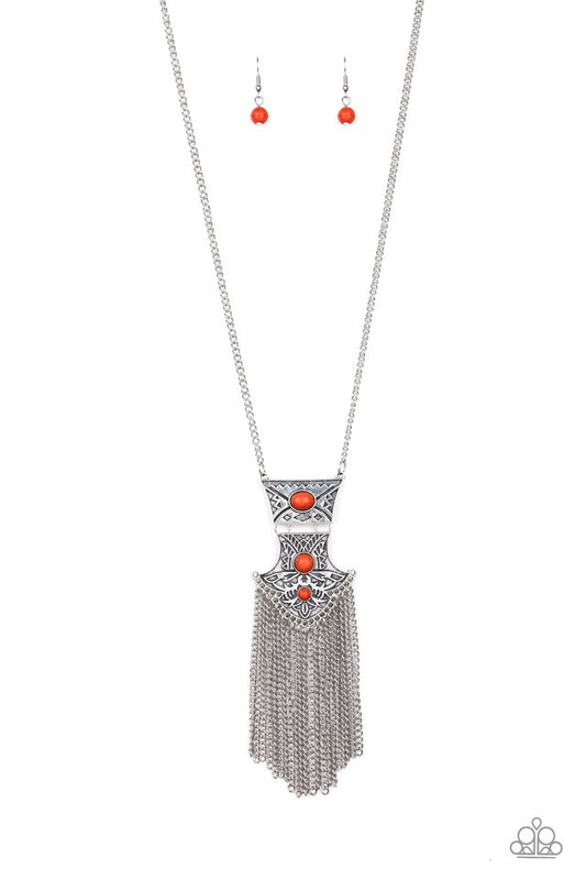 Totem Tassel - Orange - Paparazzi Necklace Image