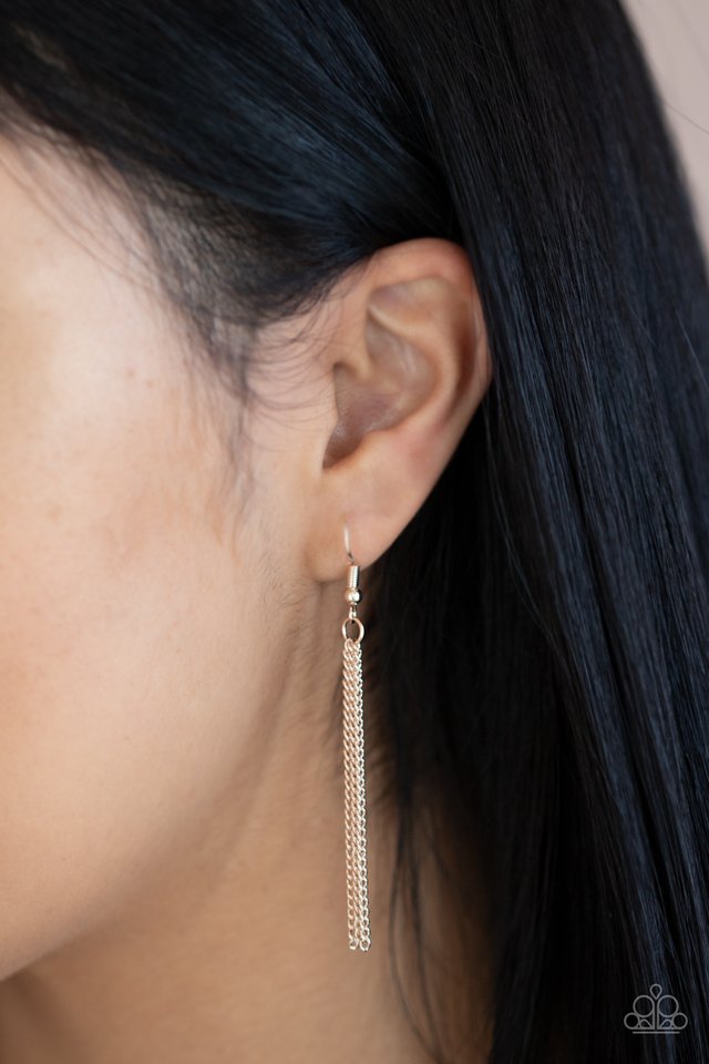 Teardrop Timelessness - Rose Gold - Paparazzi Necklace Image