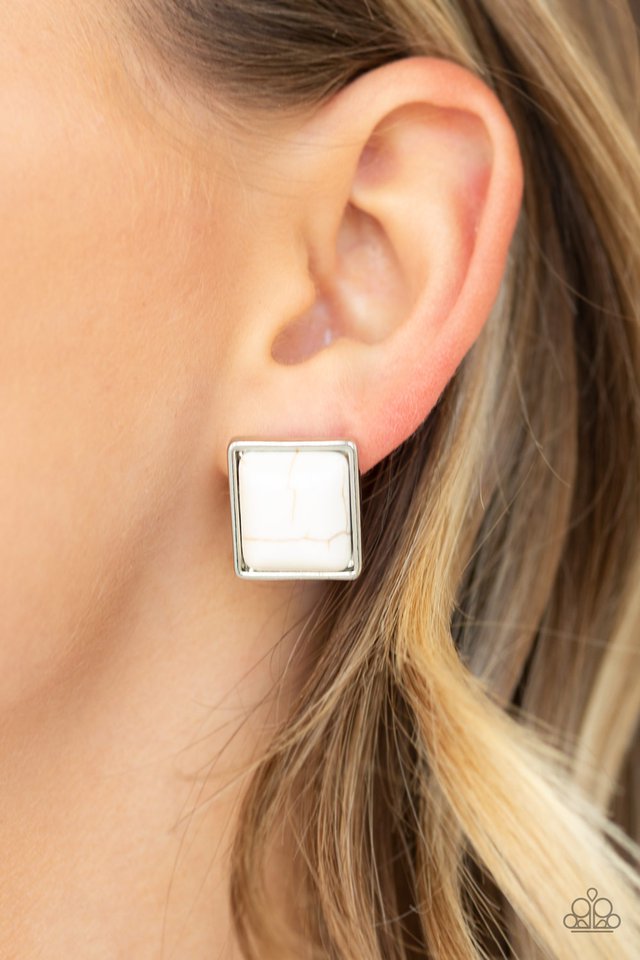 Eco Elegance - White - Paparazzi Earring Image