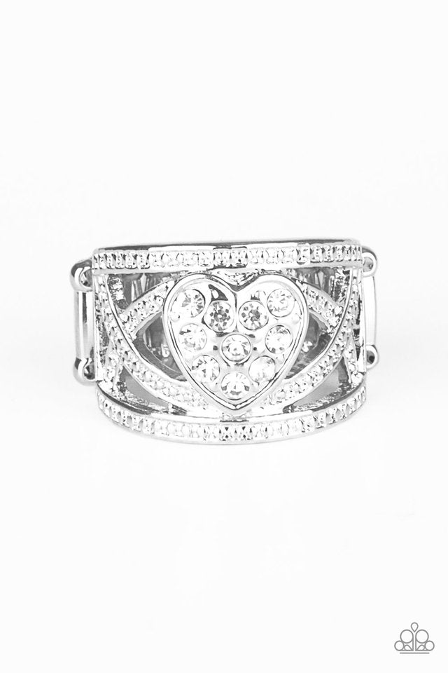 Sweetly Sweetheart - White - Paparazzi Ring Image