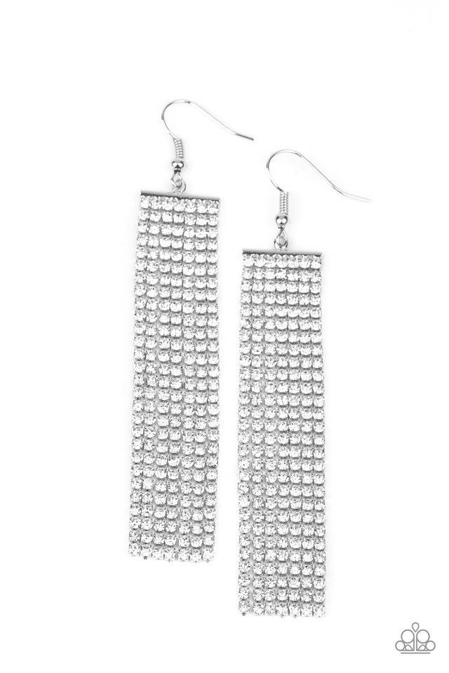 Top-Down Shimmer - White - Paparazzi Earring Image