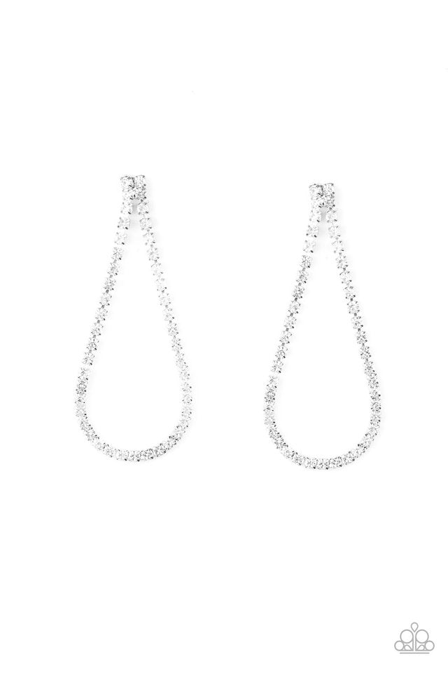 Diamond Drops - White - Paparazzi Earring Image
