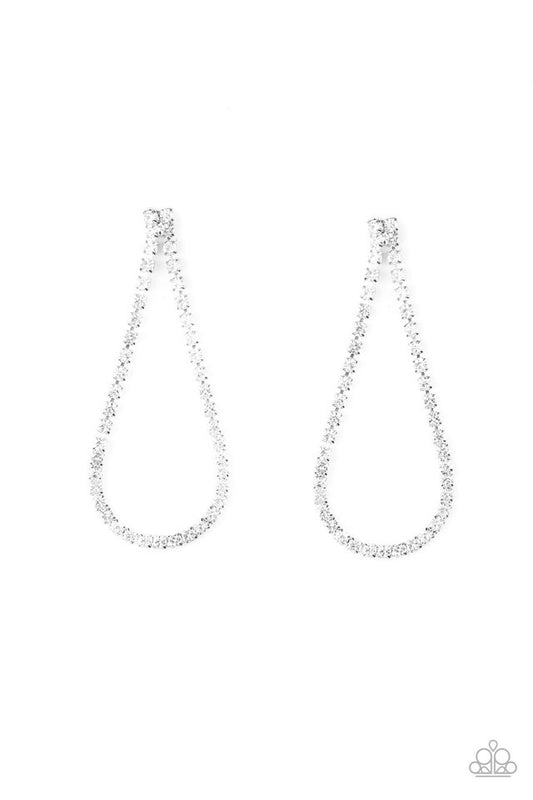 Diamond Drops - White - Paparazzi Earring Image