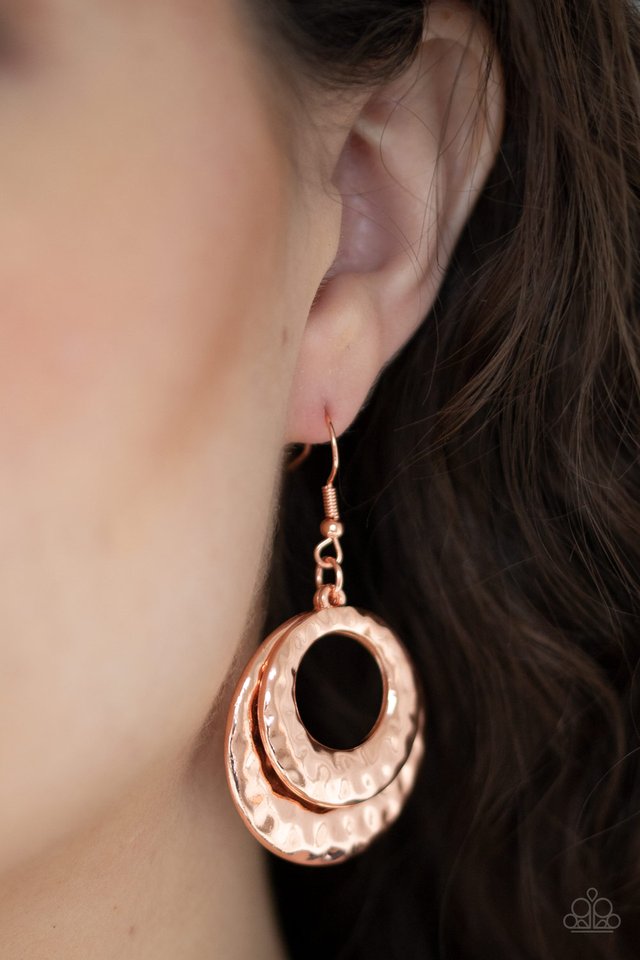 Perfectly Imperfect - Copper - Paparazzi Earring Image