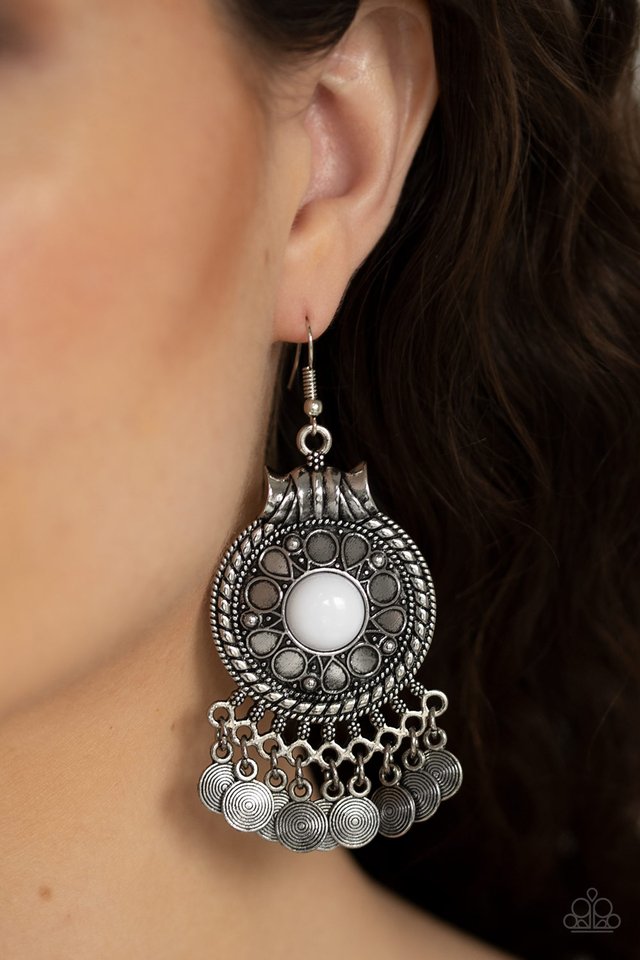Rural Rhythm - White - Paparazzi Earring Image