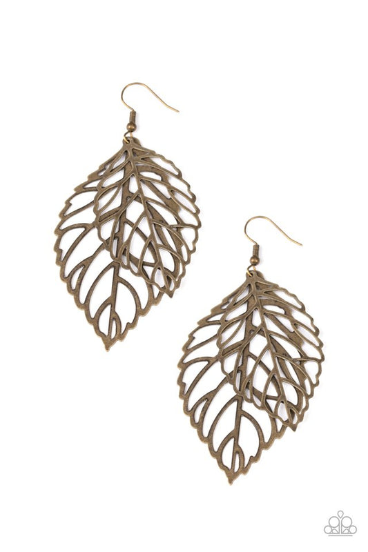 Take It or LEAF It - Brass - Paparazzi Earring Image
