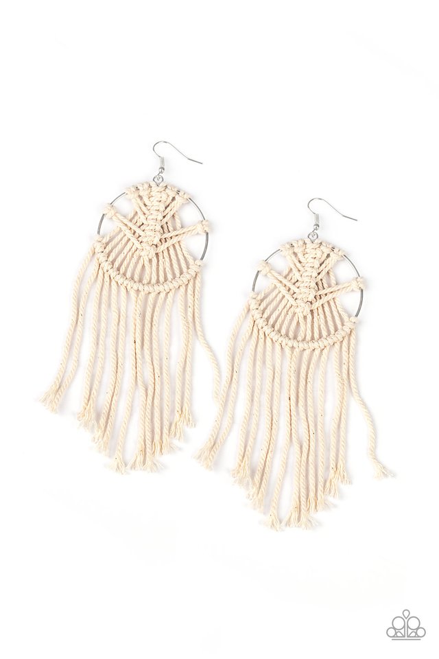 MACRAME, Myself, and I - White - Paparazzi Earring Image