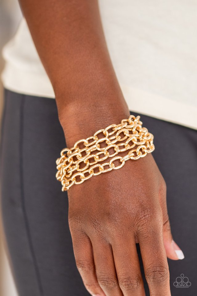 Fast Ball - Gold - Paparazzi Bracelet Image