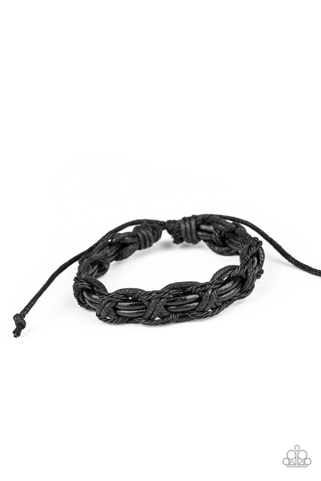 Dont WEAVE Me Hanging - Black - Paparazzi Bracelet Image