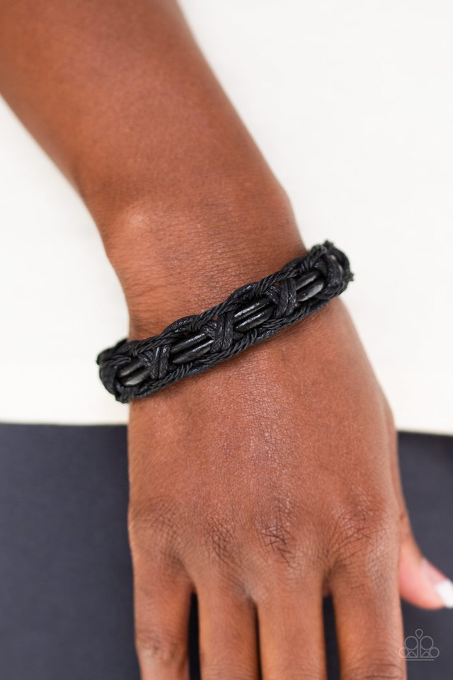 Dont WEAVE Me Hanging - Black - Paparazzi Bracelet Image
