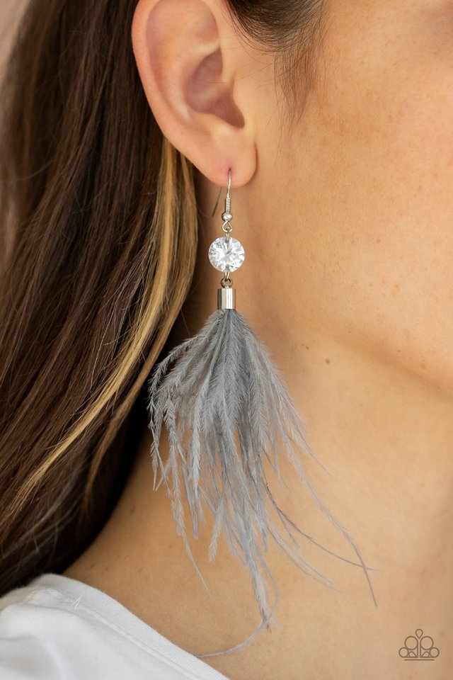 Feathered Flamboyance - Silver - Paparazzi Earring Image