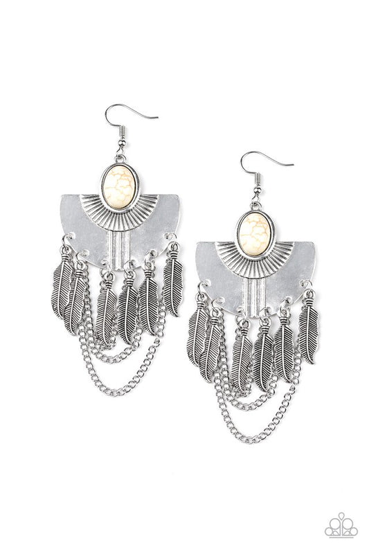Sure Thing, Chief! - White - Paparazzi Earring Image