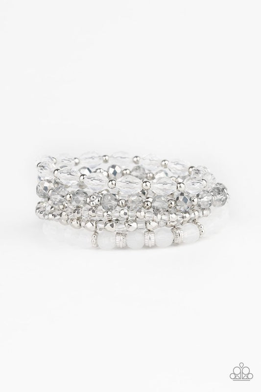Crystal Collage - White - Paparazzi Bracelet Image