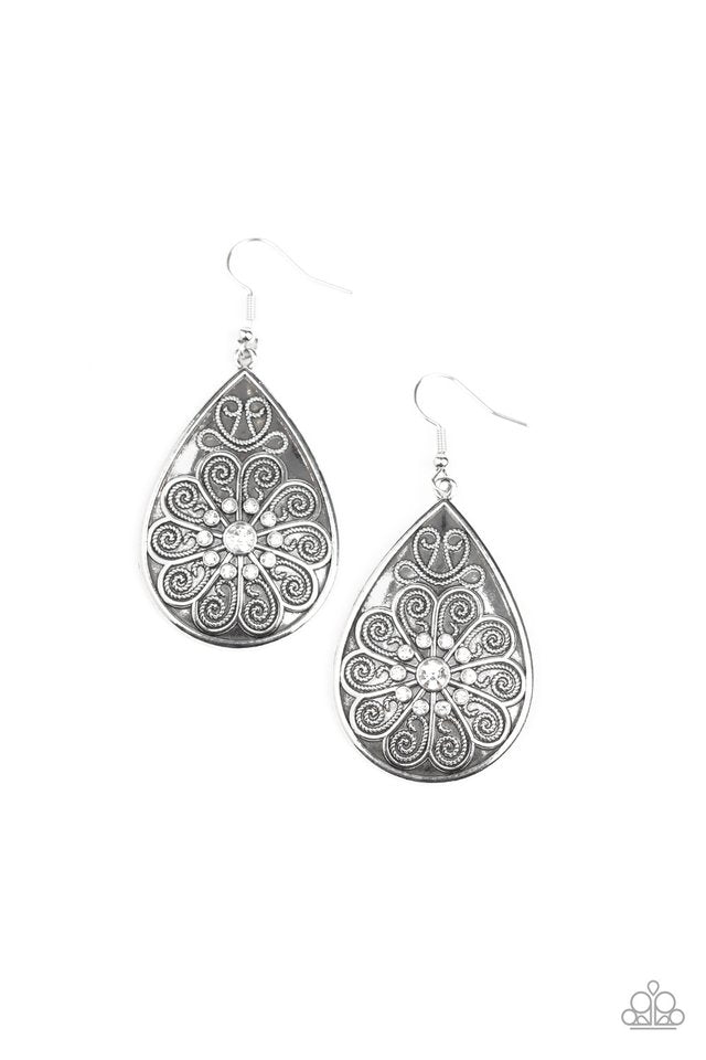 Banquet Bling - White - Paparazzi Earring Image