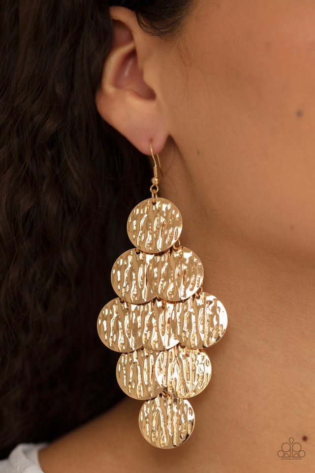 Uptown Edge - Gold - Paparazzi Earring Image