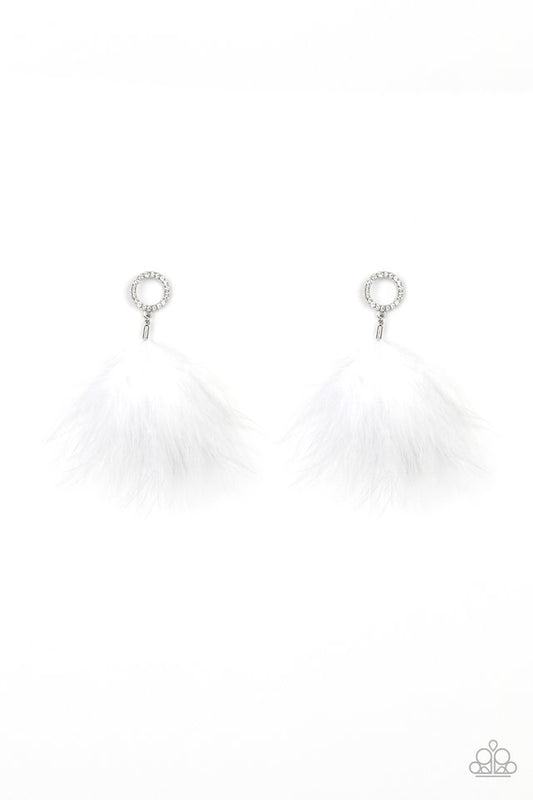 BOA Down - White - Paparazzi Earring Image