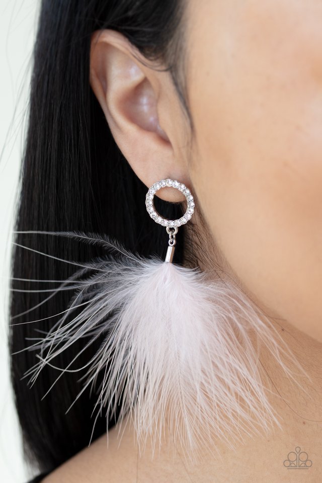 BOA Down - White - Paparazzi Earring Image