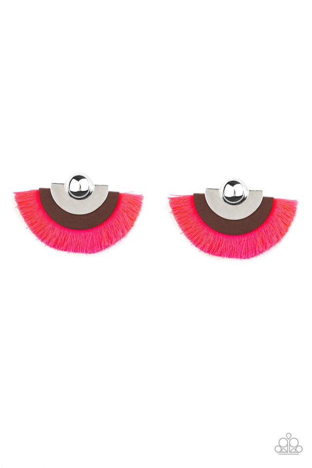 Fan The FLAMBOYANCE - Pink - Paparazzi Earring Image