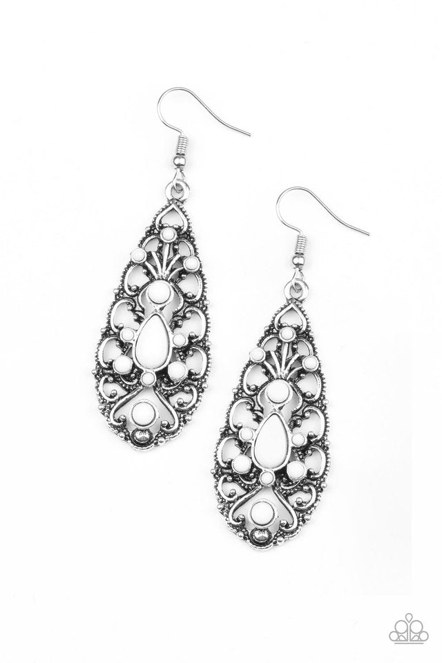 Fantastically Fanciful - White - Paparazzi Earring Image