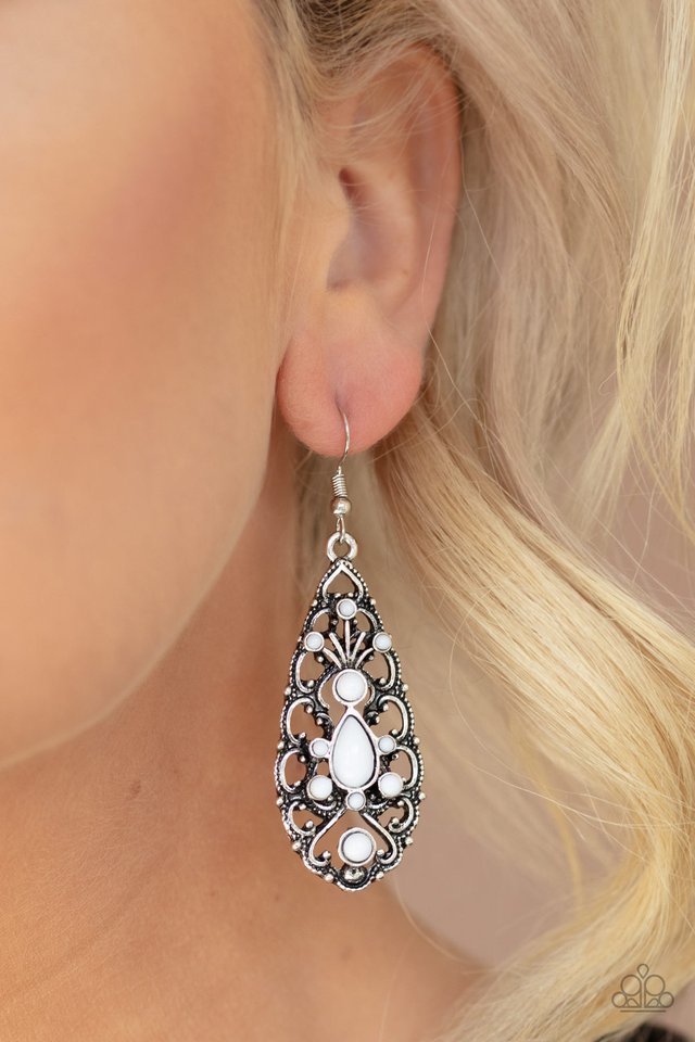 Fantastically Fanciful - White - Paparazzi Earring Image