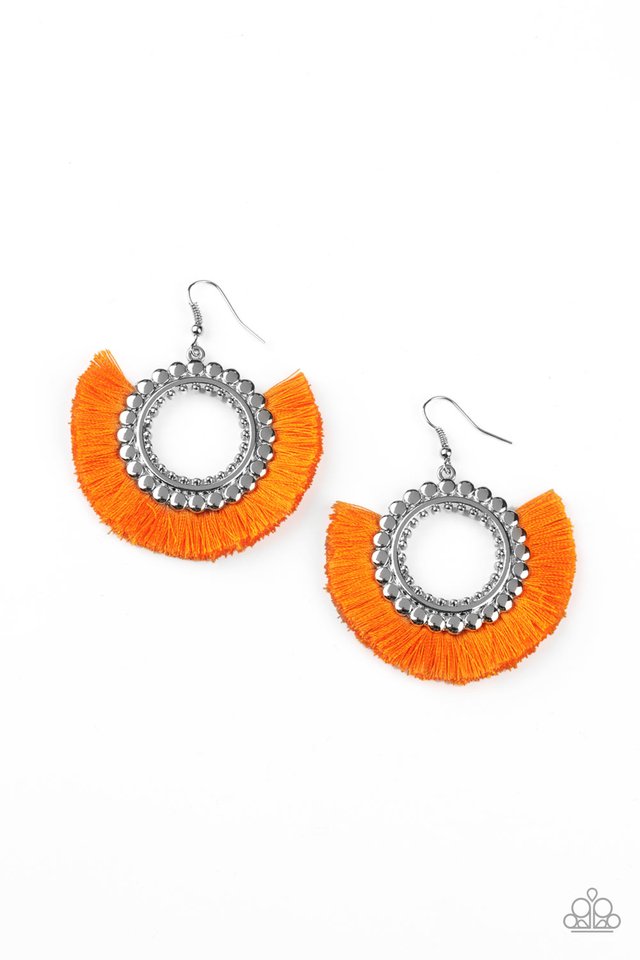 Fringe Fanatic - Orange - Paparazzi Earring Image