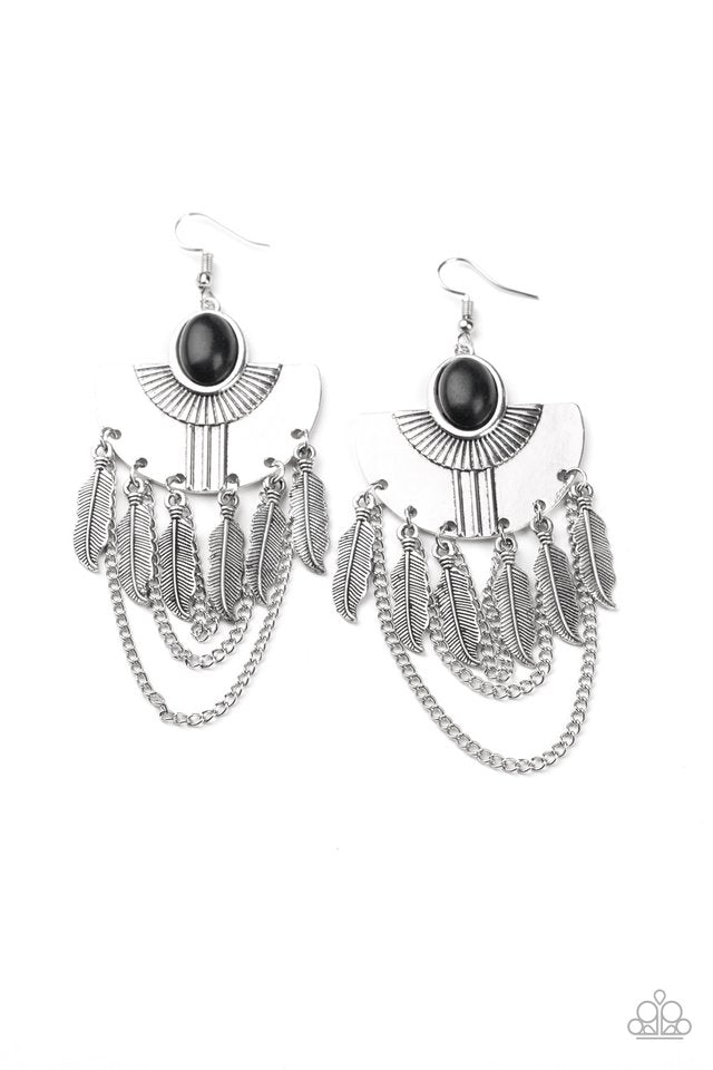 Sure Thing, Chief! - Black - Paparazzi Earring Image
