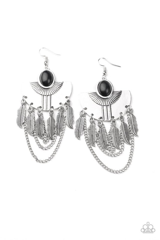 Sure Thing, Chief! - Black - Paparazzi Earring Image