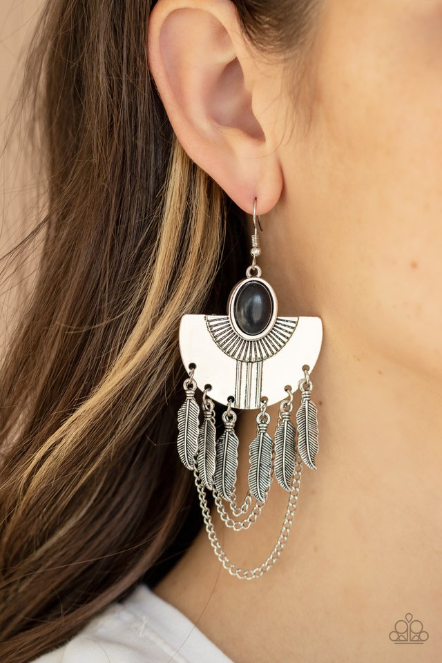 Sure Thing, Chief! - Black - Paparazzi Earring Image