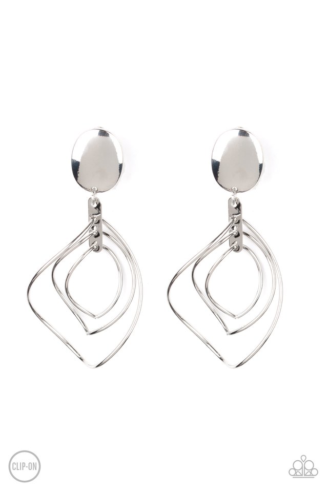 Metallic Foliage - Silver - Paparazzi Earring Image