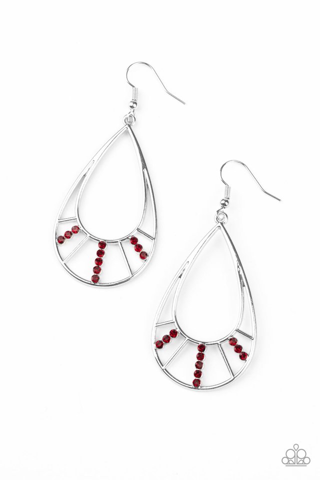 Line Crossing Sparkle - Red - Paparazzi Earring Image