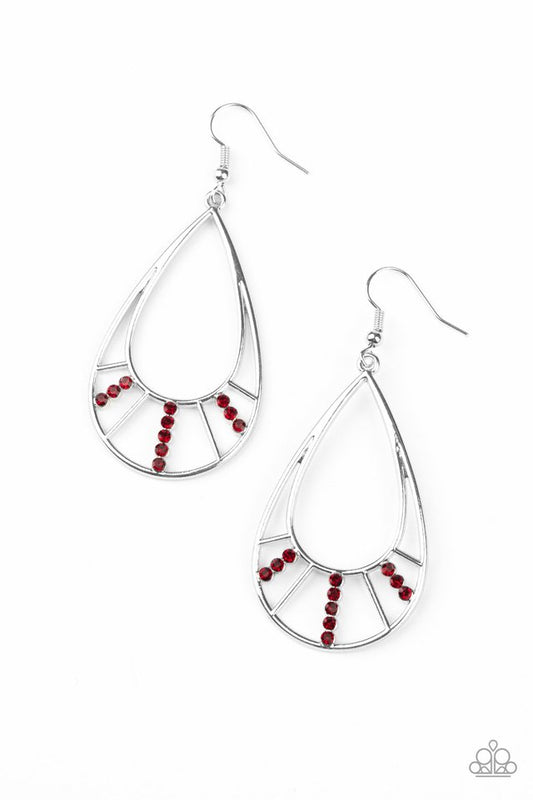 Line Crossing Sparkle - Red - Paparazzi Earring Image