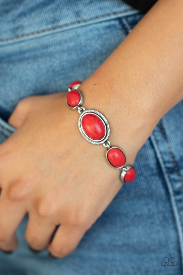 Serene Stonework - Red - Paparazzi Bracelet Image