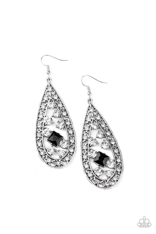 Drop-Dead Dazzle - Black - Paparazzi Earring Image